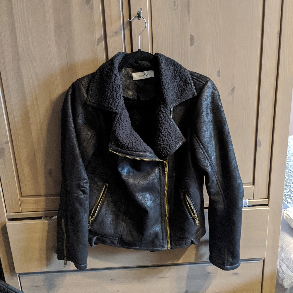 Black metallic soft Moto jacket